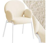 TecTake® Silla de Comedor con Cojín Acolchado, Patas de Acero Sólidas, Altura del Asiento 47.5 cm, Cocina, Sillas Comedor Modernas, Silla Tocador - Crema