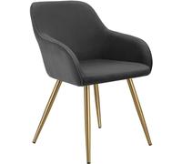 Tectake Silla de comedor con diseño de pana 58 x 62 x 82 cm antracita/oro