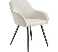 Tectake Silla de comedor con diseño de pana 58 x 62 x 82 cm crema/negro