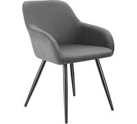 TecTake® Sillas de Comedor, Silla Acolchada con Tejido de Pana, Respaldo Continuo, Patas de Acero Robustas, Muebles Comedor, Sillas Comedor Modernas, Silla Comedor Nordica - 1 Silla Gris/Negro