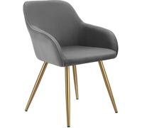 Tectake Silla de comedor con diseño de pana 58 x 62 x 82 cm gris/oro
