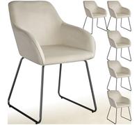 TecTake® Silla de Comedor de Terciopelo, Silla Salón con Estructura de Patín y Respaldo Continuo, Silla Comedor con Pies Ajustables y Antideslizantes, Silla Cocina, Oficina - 6q sillas Negro/Negro