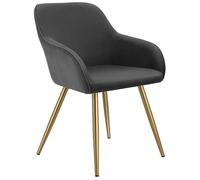 TecTake® Sillas de Comedor, Silla Acolchada con Tejido de Pana, Respaldo Continuo, Patas de Acero Robustas, Muebles Comedor, Sillas Comedor Modernas, Silla Comedor Nordica - 1 Silla Gris/Negro