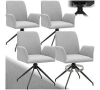 TecTake® Silla de Comedor Nordica Acolchada con Reposabrazos, Sillas Giratorias, Sillas Cocina Moderna, Silla Salon Comedor, Butaca Dormitorio, Muebles Salon Modernos - Set de 4 Gris Claro