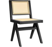 Tectake Silla de comedor, ratán vienés, estilo Boho, carga 120 kg, negro