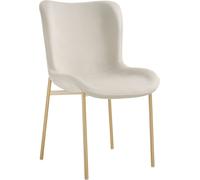 Tectake Silla de comedor tejido terciopelo 54 x 62 x 90 cm beige/dorado