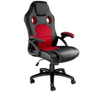 TecTake Silla de Escritorio de Oficina, con Reposabrazos, Poliuretano, Racing (Negro-Rojo)