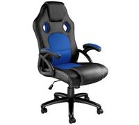 TecTake Silla de Escritorio de Oficina, Racing, con reposabrazos, poliuretano (Negro-Azul)