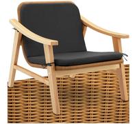 TecTake® Silla de Jardín con Cojín, Estructura de Madera Lacada, Polirratán, Funda Extraíble y Lavable, Silla Exterior Terraza, Sillones Jardin Exterior, Sofa Exterior - Natural