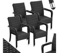 TecTake® Silla de Jardín de Ratán y Acero Apilable, Muebles Jardín Exterior Resistentes a la Intemperie, Silla Conjunto Exterior, Sillas Terraza o Patio, Fácil Montaje, MAX. 120 kg - 8 Sillas