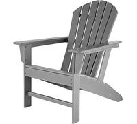 TecTake Silla de jardín, Tumbona para la terraza, Silla Estilo Adirondack, Asiento de Exterior con reposabrazos Anchos, Sillón con Respaldo Inclinado (Gris Claro)