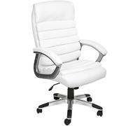 Tectake Silla de oficina, acolchada, giratoria, ajustable, ergonómica, blanco