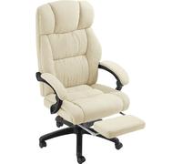Tectake Silla de oficina con reposapiés y tapizado de terciopelo, 360º, beige