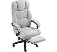 Tectake Silla de oficina con reposapiés y tapizado de terciopelo, 360º, gris