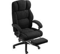 Tectake Silla de oficina con reposapiés y tapizado de terciopelo, 360º, negro