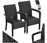 TecTake® Silla de Ratán y Acero Apilable, Muebles Jardín Exterior Resistentes a la Intemperie, Silla Conjunto Jardín Exterior, Sillas Terraza o Patio, Fácil Montaje, MAX. 120 kg - Set de 4