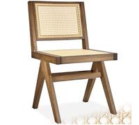 TecTake® Silla Estilo Boho, Ratán Vienés, Sin Reposabrazos, Madera Maciza, Silla Cocina, Muebles de Cocina, Muebles de Salon, Sillas de Comedor - 1 Unidad Roble Claro