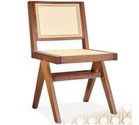 TecTake® Silla Retro Estilo Años 50, Ratán Vienés, Sin Reposabrazos, Madera Maciza, Silla Cocina, Muebles de Cocina, Muebles de Salon, Sillas de Comedor - 1 Unidad Roble Oscuro
