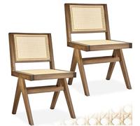 TecTake® Silla Estilo Boho, Ratán Vienés, Sin Reposabrazos, Madera Maciza, Silla Cocina, Muebles de Cocina, Muebles de Salon, Sillas de Comedor - 2 Unidades Roble Claro