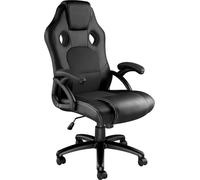 Tectake Silla gaming de escritorio giratoria con respaldo ajustable, negro