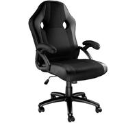 Tectake Silla gaming de escritorio giratoria con respaldo ajustable, negro