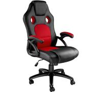 Tectake Silla gaming de escritorio giratoria con respaldo ajustable, rojo