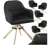 TecTake® Silla Giratoria Tapizada con Respaldo Continuo, Patas de Acero Giratorias 360º, Silla Dormitorio, Butacas de Salon, Sillas Comedor, Silla Comedor Nordica - 6 Sillas Negro/Oro