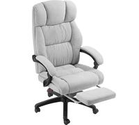 TecTake® Silla Oficina Ergonomica con Reposapiés Desplegable, Mobiliario de Oficina, Reposabrazos Ajustables, Sillas Oficina, Sillón, Silla Escritorio, Sillas Escritorio - Gris