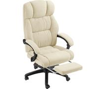 TecTake® Silla Oficina Ergonomica con Reposapiés Desplegable, Mobiliario de Oficina, Reposabrazos Ajustables, Sillas Oficina, Sillón, Silla Escritorio, Sillas Escritorio - Beige
