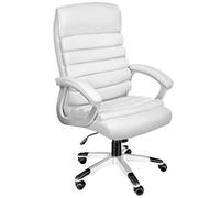 TecTake®, Silla Oficina Ergonómica, Sillón Escritorio Ajustable, Silla Giratoria con Base de Ruedas, Altura Regulable, Acolchado Extra Grueso, Ergonómico, Basculante, 360° Rotación - Blanco