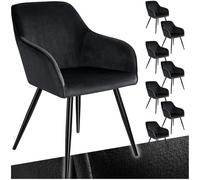 TecTake® Silla Tapizada en Terciopelo, Sillas de Comedor Ergonómicas y Versátiles, Gran Estabilidad y Capacidad de Carga, Sillas Cocina Elegante - 8 Sillas Negro/Negro