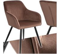 tectake® Silla Tapizada en Terciopelo, Sillas de Comedor Ergonómicas y Versátiles, Gran Estabilidad y Capacidad de Carga, Sillas Cocina Elegante - 1 Silla Marrón/Negro