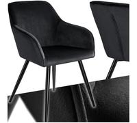 tectake® Silla Tapizada en Terciopelo, Sillas de Comedor Ergonómicas y Versátiles, Gran Estabilidad y Capacidad de Carga, Sillas Cocina Elegante - 1 Silla Negro