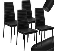 TecTake® sillas de Comedor Acolchadas con Funda de Cuero sintético, Respaldo Alto, Patas de Acero, Montaje Sencillo, sillas Comedor Modernas, Muebles Salon Modernos, Silla nordica - 4 Sillas Negro