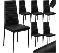 TecTake® sillas de Comedor Acolchadas, Funda de Cuero sintético, Respaldo Alto, Patas de Acero, Montaje Sencillo, Modernas, Muebles Salon Modernos, Nordica - 6 Sillas Negro
