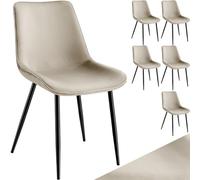 tectake® Sillas de Comedor Aterciopeladas, Asientos Tapizados, Sillas de Cocina y Salón, Patas de Acero, Gran Capacidad de Carga, Montaje Sencillo, Versátil y Combinable - 6 Sillas Crema