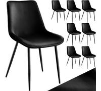 tectake® Sillas de Comedor Aterciopeladas, Asientos Tapizados, Sillas de Cocina y Salón, Patas de Acero, Gran Capacidad de Carga, Montaje Sencillo, Versátil y Combinable - 8 Sillas Negro
