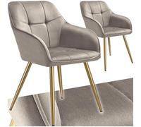 TecTake® Sillas de Comedor Elegantes, Tapizado Aterciopelado, Respaldo Continuo, Sillas Comedor Modernas, Silla Dormitorio, Silla Nordica, Butacas de Salon, Silla Tocador - 2 Sillas Gris Topo