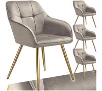 TecTake® Sillas de Comedor Elegantes, Tapizado Aterciopelado, Respaldo Continuo, Sillas Comedor Modernas, Silla Dormitorio, Silla Nordica, Butacas de Salon, Silla Tocador - 4 Sillas Gris Topo