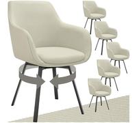 TecTake® Sillas de Comedor Elegantes, Terciopelo, Acolchado, Sillas Comedor, Patas Madera, Silla Nordica, Silla Tocador Maquillaje, Butacas de Salon, Sillas Cocina - 6 Sillas Crema/Negro