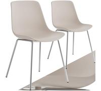 TecTake® sillas de Comedor Modernas, diseño ergonómico con Respaldo Alto, Estructura de plástico, Patas de Acero Cromado, sillas Comedor, sillas Cocina, Silla nordica - 2 Sillas Gris Topo