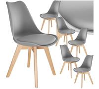 TecTake® Sillas de Comedor, Muebles Comedor con Diseño Nórdico, Conjunto Sillas Cocina, Asiento Acolchado Silla Ergonómica, Mueble Cocina Moderno - Set de 6 Gris