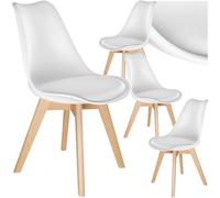 TecTake® Sillas de Comedor, Muebles Comedor con Diseño Nórdico, Conjunto Sillas Cocina, Asiento Acolchado Silla Ergonómica, Mueble Cocina Moderno - Set de 4 Blanco