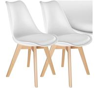 TecTake® Sillas de Comedor, Muebles Comedor con Diseño Nórdico, Conjunto Sillas Cocina, Asiento Acolchado Silla Ergonómica, Mueble Cocina Moderno - Set de 2 Blanco