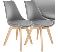 tectake® Sillas de Comedor, Muebles Comedor con Diseño Nórdico, Conjunto Sillas Cocina, Asiento Acolchado Silla Ergonómica, Mueble Cocina Moderno - Set de 2 Gris