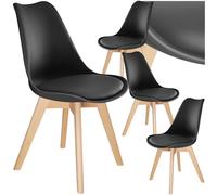 TecTake® Sillas de Comedor, Muebles Comedor con Diseño Nórdico, Conjunto Sillas Cocina, Asiento Acolchado Silla Ergonómica, Mueble Cocina Moderno - Set de 4 Negro