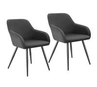 TecTake® Sillas de Comedor, Silla Acolchada con Tejido de Pana, Respaldo Continuo, Patas de Acero Robustas, Muebles Comedor, Sillas Comedor Modernas, Silla Comedor Nordica - 2 Sillas Antracita/Negro