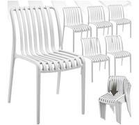 TecTake® Sillas Terraza Exterior Apilables, Plástico Resistente, Antideslizante, Fácil de Montar, Muebles Resistentes, Sillas Jardin Exterior - Set de 6 Sin Reposabrazos Blanco