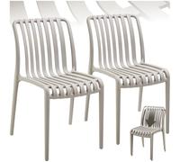 TecTake® Sillas Terraza Exterior Apilables, Plástico Resistente, Antideslizante, Fácil de Montar, Muebles Resistentes, Sillas Jardin Exterior - Set de 2 Sin Reposabrazos Gris Topo