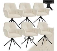 TecTake® Sillón con Acolchado Grueso, Silla Giratoria con Pies Antideslizantes y Ajustables, Apariencia de Terciopelo, Silla de Oficina, Butaca de Salón, Sillón de Lectura - 6 sillas Crema/Negro